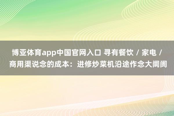 博亚体育app中国官网入口 寻有餐饮 / 家电 / 商用渠说念的成本：进修炒菜机沿途作念大阛阓
