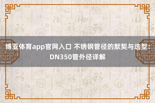 博亚体育app官网入口 不锈钢管径的默契与选型：DN350管外径详解
