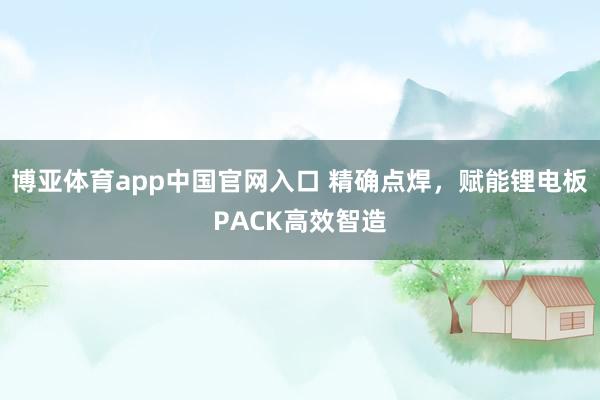 博亚体育app中国官网入口 精确点焊，赋能锂电板PACK高效智造