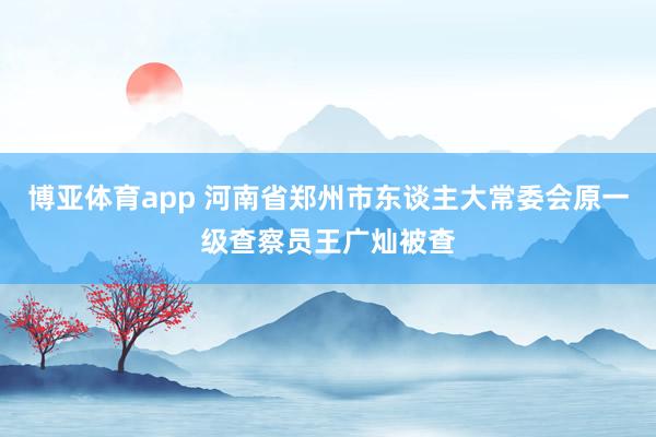博亚体育app 河南省郑州市东谈主大常委会原一级查察员王广灿被查