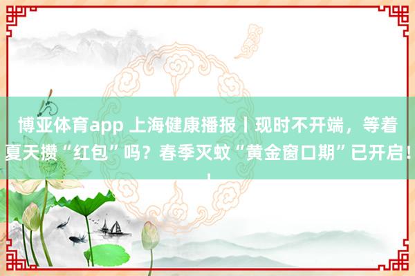博亚体育app 上海健康播报丨现时不开端，等着夏天攒“红包”吗？春季灭蚊“黄金窗口期”已开启！