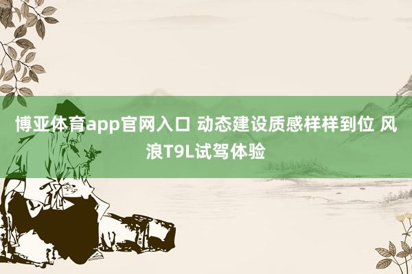 博亚体育app官网入口 动态建设质感样样到位 风浪T9L试驾体验