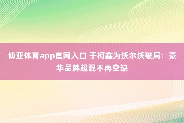 博亚体育app官网入口 于柯鑫为沃尔沃破局：豪华品牌超混不再空缺