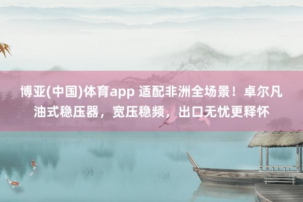 博亚(中国)体育app 适配非洲全场景！卓尔凡油式稳压器，宽压稳频，出口无忧更释怀
