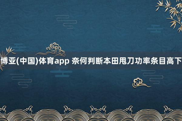 博亚(中国)体育app 奈何判断本田甩刀功率条目高下