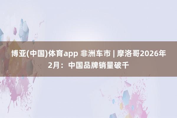 博亚(中国)体育app 非洲车市 | 摩洛哥2026年2月：中国品牌销量破千