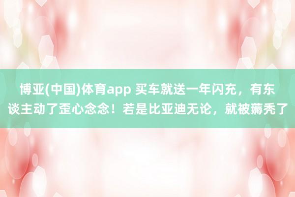 博亚(中国)体育app 买车就送一年闪充，有东谈主动了歪心念念！若是比亚迪无论，就被薅秃了