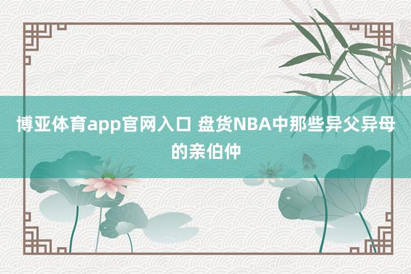 博亚体育app官网入口 盘货NBA中那些异父异母的亲伯仲