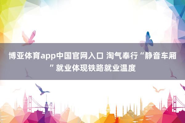 博亚体育app中国官网入口 淘气奉行“静音车厢”就业体现铁路就业温度