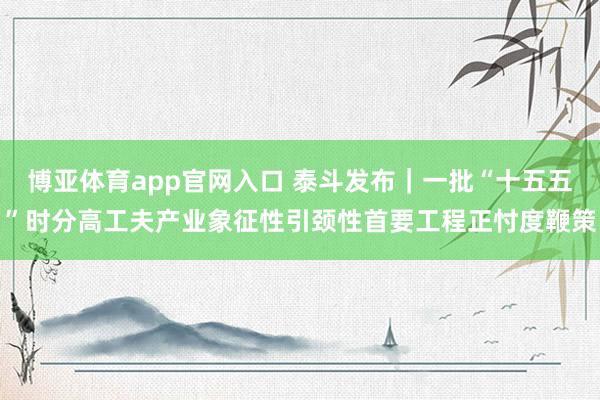 博亚体育app官网入口 泰斗发布｜一批“十五五”时分高工夫产业象征性引颈性首要工程正忖度鞭策