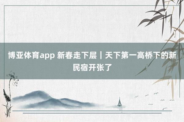 博亚体育app 新春走下层｜天下第一高桥下的新民宿开张了