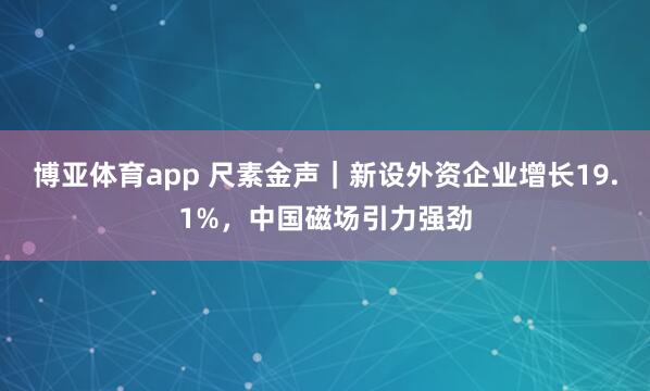 博亚体育app 尺素金声｜新设外资企业增长19.1%，中国磁场引力强劲