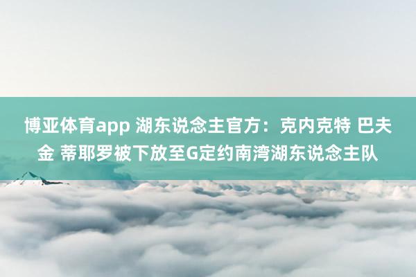 博亚体育app 湖东说念主官方：克内克特 巴夫金 蒂耶罗被下放至G定约南湾湖东说念主队