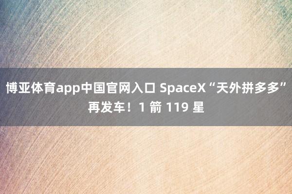 博亚体育app中国官网入口 SpaceX“天外拼多多”再发车！1 箭 119 星