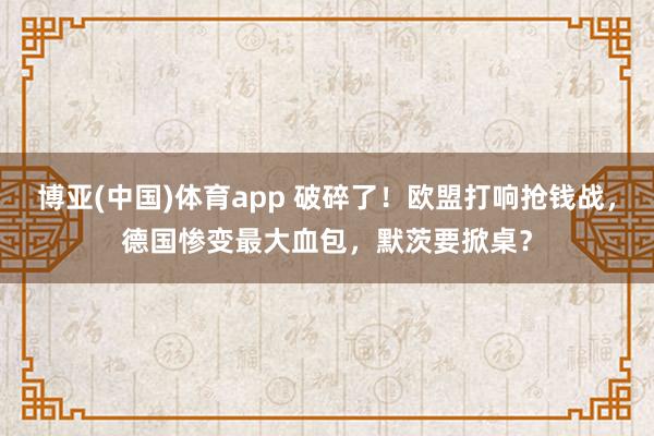 博亚(中国)体育app 破碎了！欧盟打响抢钱战，德国惨变最大血包，默茨要掀桌？