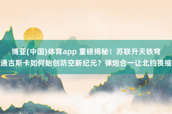 博亚(中国)体育app 重磅揭秘！苏联升天铁穹通古斯卡如何始创防空新纪元？弹炮合一让北约畏缩