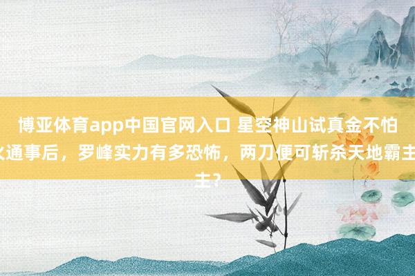 博亚体育app中国官网入口 星空神山试真金不怕火通事后，罗峰实力有多恐怖，两刀便可斩杀天地霸主？
