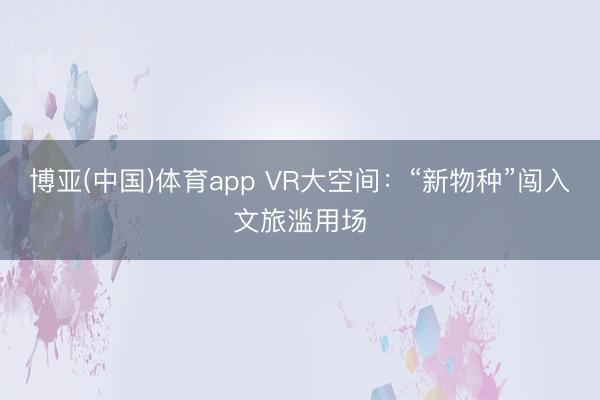 博亚(中国)体育app VR大空间：“新物种”闯入文旅滥用场