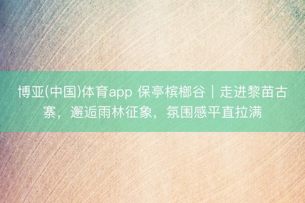 博亚(中国)体育app 保亭槟榔谷|走进黎苗古寨,邂逅雨林征象,氛围感平直拉满