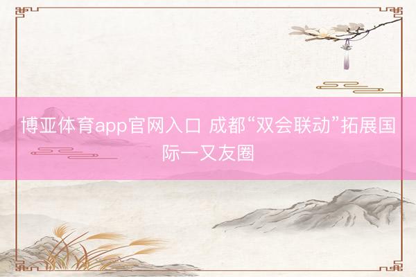 博亚体育app官网入口 成都“双会联动”拓展国际一又友圈