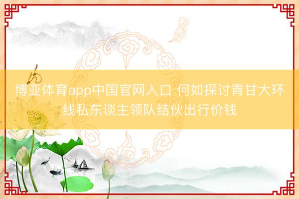 博亚体育app中国官网入口 何如探讨青甘大环线私东谈主领队结伙出行价钱