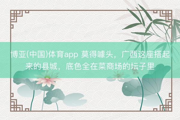 博亚(中国)体育app 莫得噱头,广西这座搭起来的县城,底色全在菜商场的坛子里
