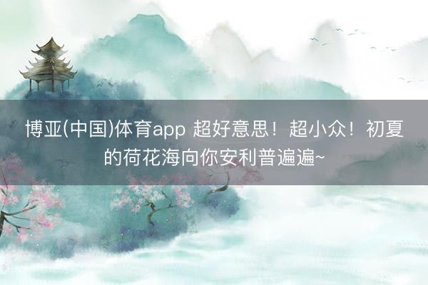 博亚(中国)体育app 超好意思！超小众！初夏的荷花海向你安利普遍遍~