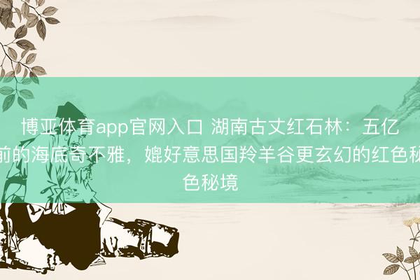 博亚体育app官网入口 湖南古丈红石林:五亿年前的海底奇不雅,媲好意思国羚羊谷更玄幻的红色秘境