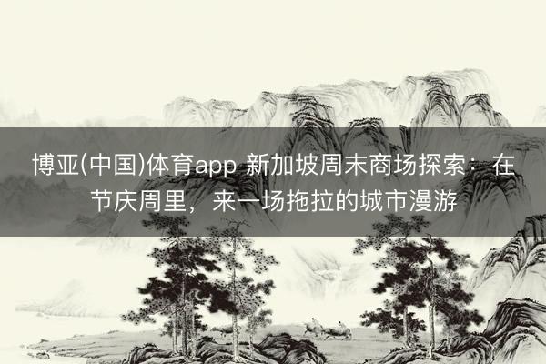博亚(中国)体育app 新加坡周末商场探索：在节庆周里，来一场拖拉的城市漫游
