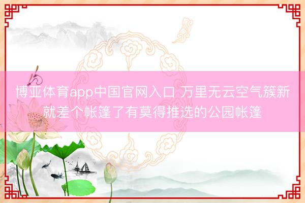 博亚体育app中国官网入口 万里无云空气簇新就差个帐篷了有莫得推选的公园帐篷