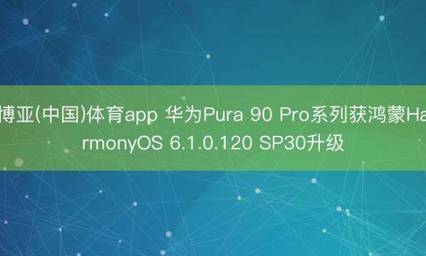 博亚(中国)体育app 华为Pura 90 Pro系列获鸿蒙HarmonyOS 6.1.0.120 SP30升级
