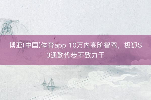 博亚(中国)体育app 10万内高阶智驾，极狐S3通勤代步不致力于