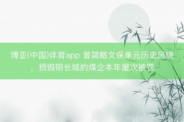 博亚(中国)体育app 曾简略文保单元历史风貌，损毁明长城的煤企本年屡次被罚