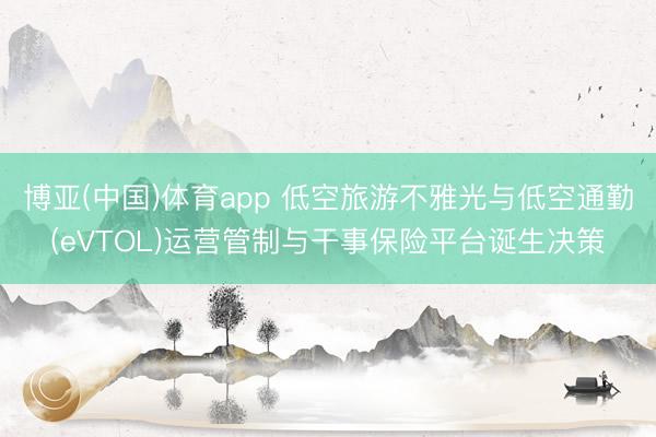 博亚(中国)体育app 低空旅游不雅光与低空通勤(eVTOL)运营管制与干事保险平台诞生决策