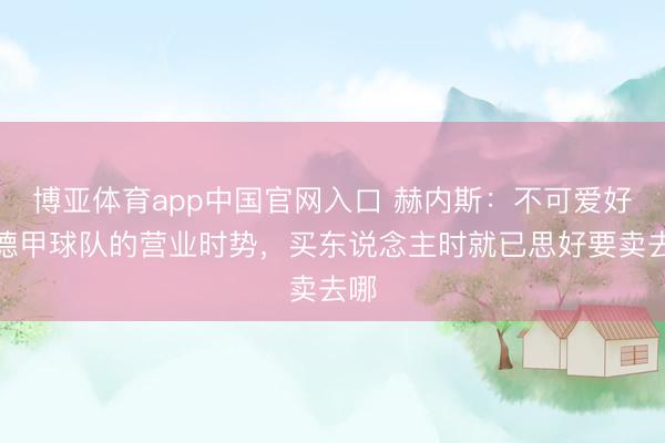 博亚体育app中国官网入口 赫内斯：不可爱好多德甲球队的营业时势，买东说念主时就已思好要卖去哪