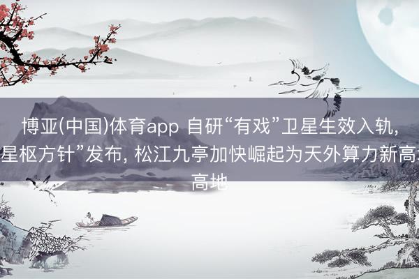 博亚(中国)体育app 自研“有戏”卫星生效入轨， “星枢方针”发布， 松江九亭加快崛起为天外算力新高地