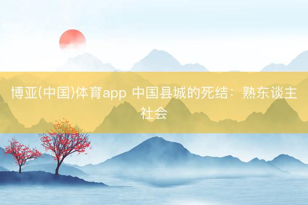 博亚(中国)体育app 中国县城的死结:熟东谈主社会