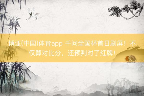 博亚(中国)体育app 千问全国杯首日刷屏！不仅算对比分，还预判对了红牌！