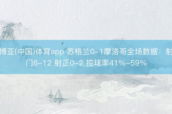 博亚(中国)体育app 苏格兰0-1摩洛哥全场数据：射门6-12 射正0-2 控球率41%-59%